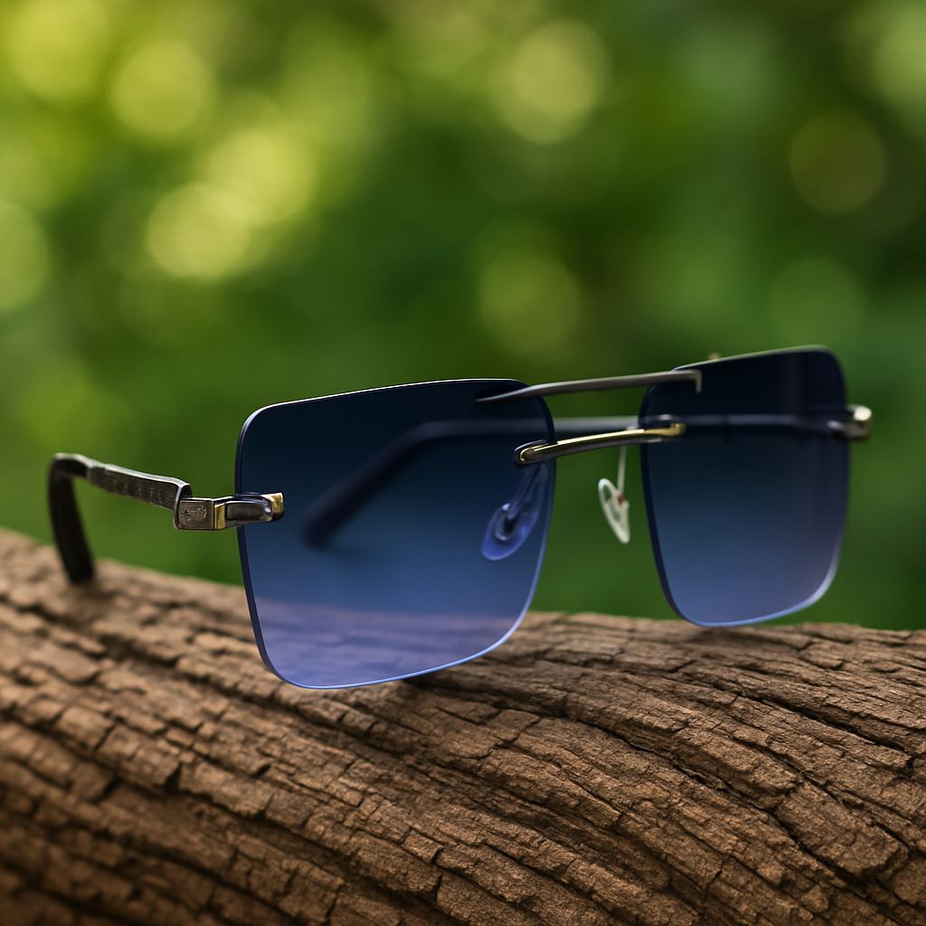 Meeran ROYAL sunglasses with blue lenses and a black/silver frame, featuring UV protection